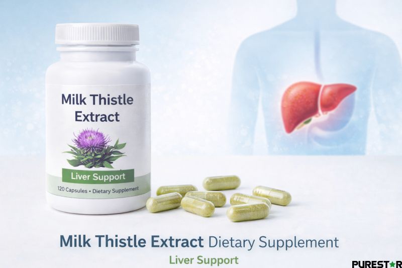 milk thistle extract dietary supplement capsules liver support formulation containing standardized silymarin botanical ingredient