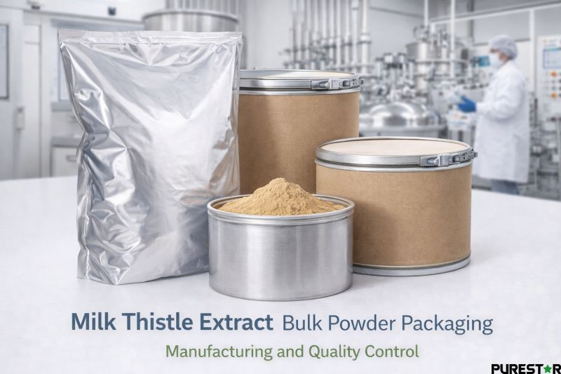 milk thistle extract bulk powder packaging aluminum foil bag fiber drum pharmaceutical grade botanical extract manufacturing and quality control