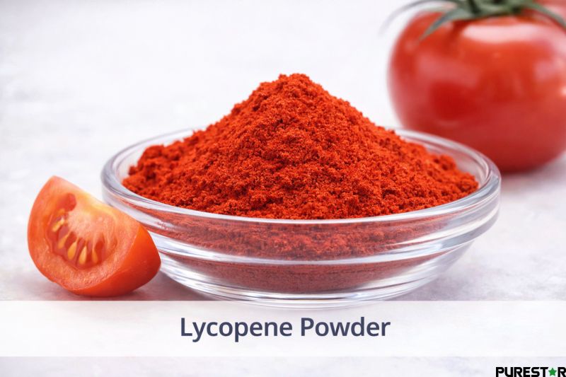 pure lycopene powder derived from tomato showing high potency natural antioxidant ingredient for nutraceutical and functional applications