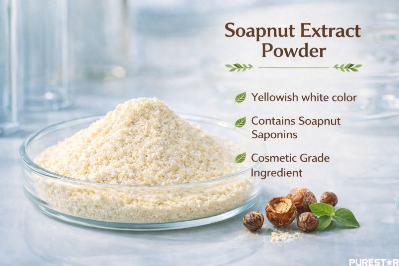 Soapnut Extract Soapnut Saponins powder appearance yellowish white cosmetic grade natural surfactant ingredient