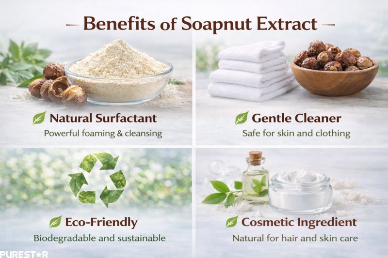 Soapnut Extract Soapnut Saponins benefits natural surfactant eco friendly biodegradable cosmetic ingredient