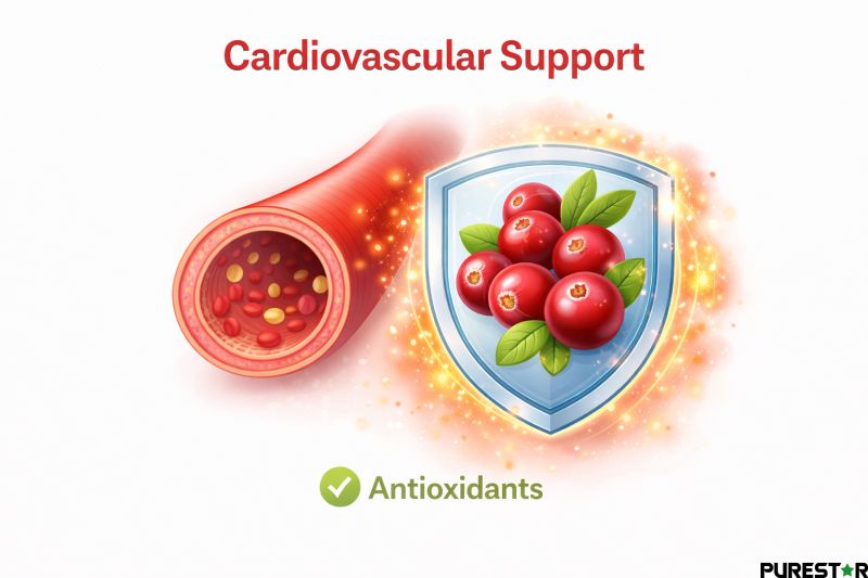 Cranberry antioxidants supporting cardiovascular health and protecting blood vessels from oxidative stress