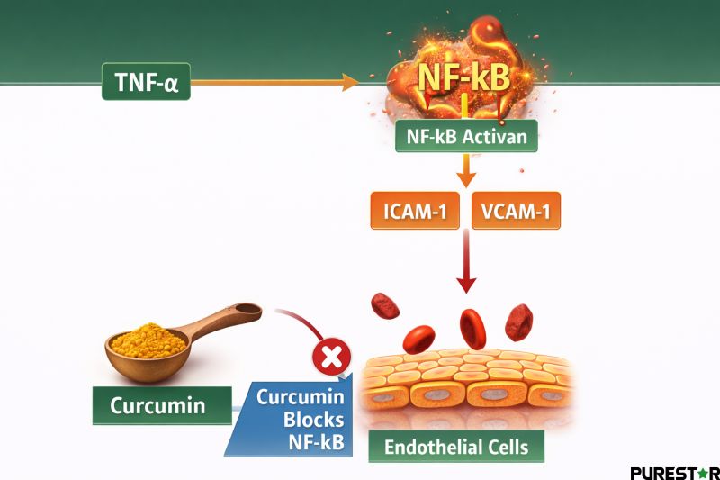 Curcumin blocks NF-kB signaling pathway reducing TNF-alpha induced inflammation in endothelial cells and decreasing ICAM-1 and VCAM-1 expression