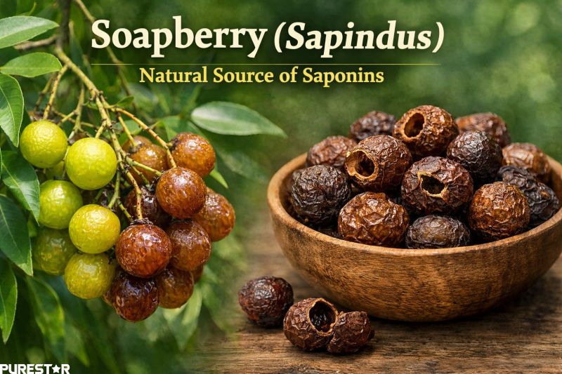soapberry fruit on tree natural source of saponins used for plant based detergent and cleaning ingredients