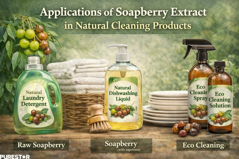 applications of soapberry extract in eco friendly cleaning products including natural laundry detergent dishwashing liquid and cleaning spray