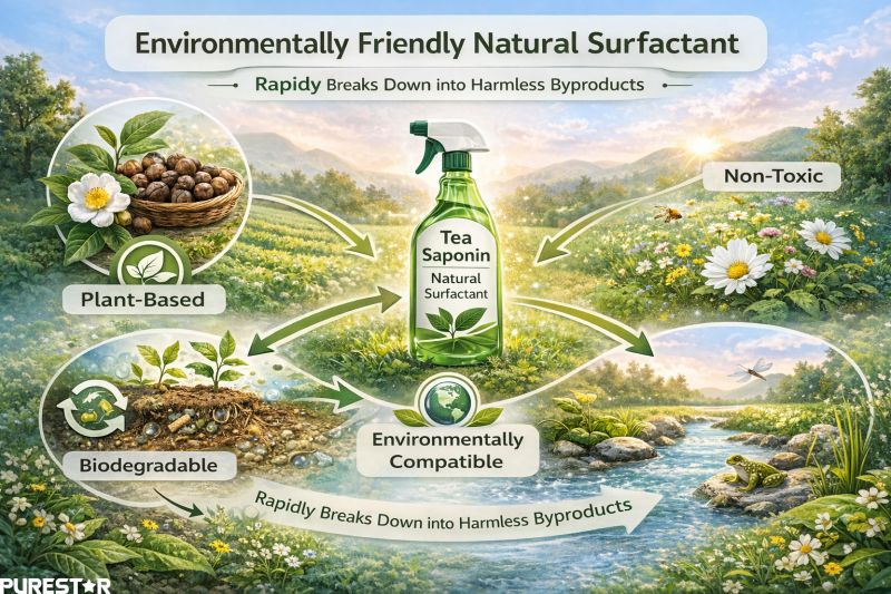Environmentally friendly natural surfactant tea saponin biodegradable ecosystem concept