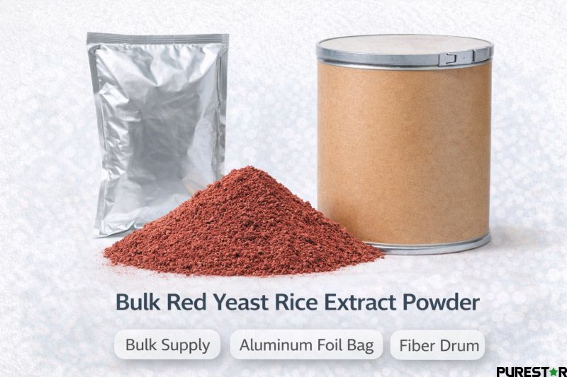 bulk red yeast rice extract powder with aluminum foil bag and fiber drum packaging