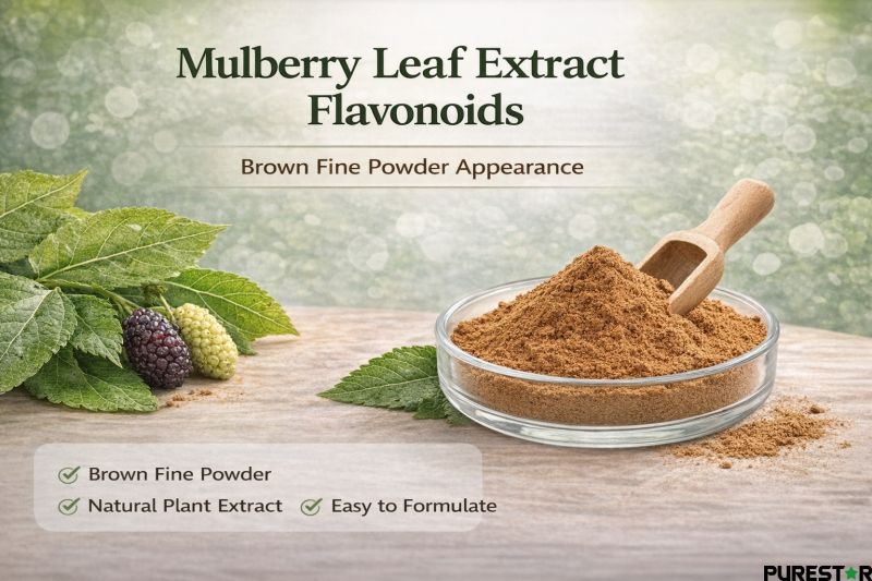 Mulberry Leaf Extract Flavonoids brown fine powder appearance natural plant extract