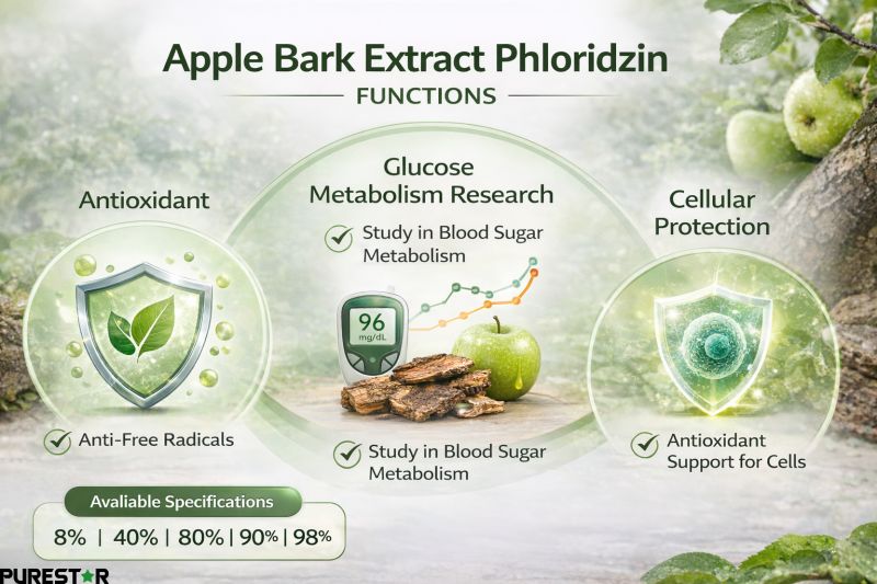 Apple Bark Extract Phloridzin Antioxidant and Glucose Metabolism Research Functions