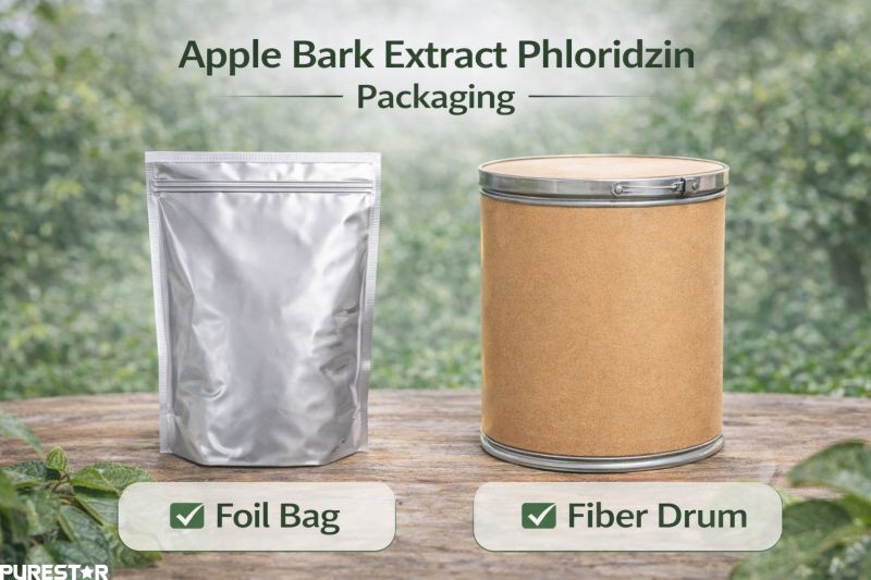 Apple Bark Extract Phloridzin Packaging Options Foil Bag and Fiber Drum for Bulk Supply