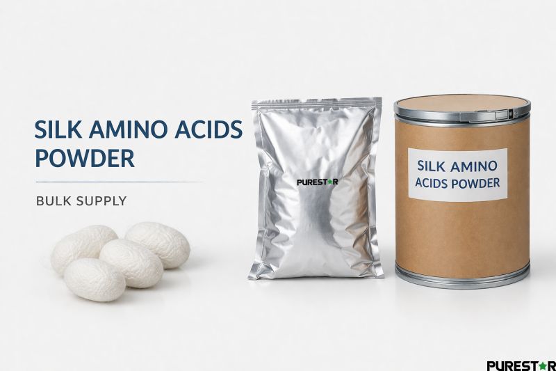 Silk Amino Acids Powder bulk packaging 1kg foil bag 25kg fiber drum B2B supply