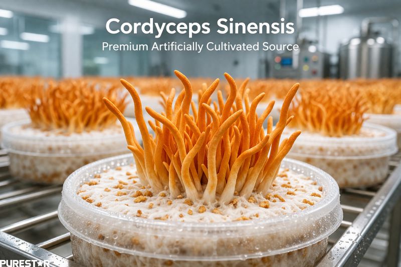 Cultivated Cordyceps sinensis grown in controlled environment for cordyceps sinensis extract production