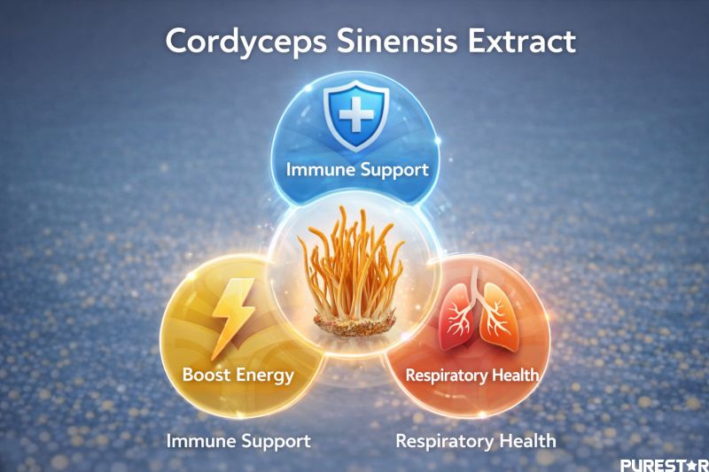Cordyceps sinensis extract benefits including immune support energy boost and respiratory health