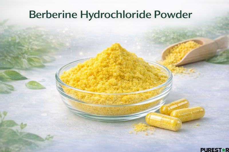 Berberine Hydrochloride yellow crystal powder appearance high purity 97% 98% fine powder