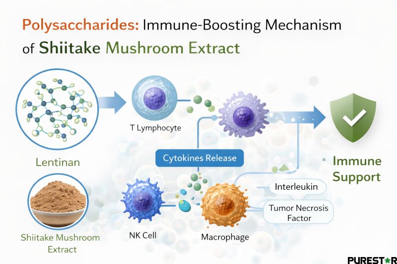 Shiitake mushroom extract polysaccharides lentinan immune mechanism cytokines T lymphocyte NK cell