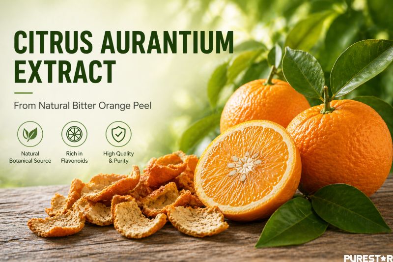 Citrus Aurantium Extract powder with fresh bitter orange and dried peel, natural botanical source