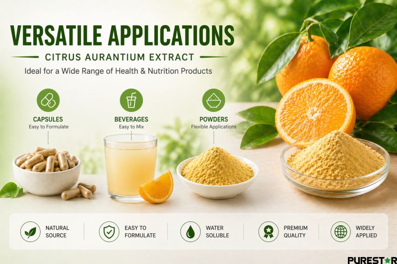 Citrus Aurantium Extract applications in capsules beverages and powder formulations