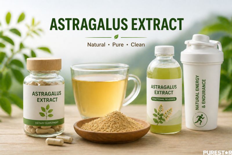 Astragalus extract applications in dietary supplements, functional beverages and sports nutrition for energy and vitality support