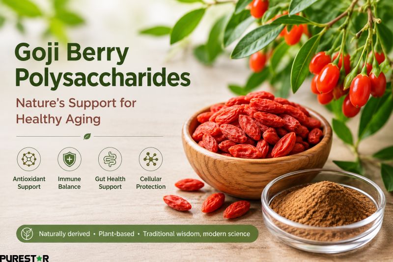 Goji berry polysaccharides raw material and extract powder for healthy aging antioxidant research