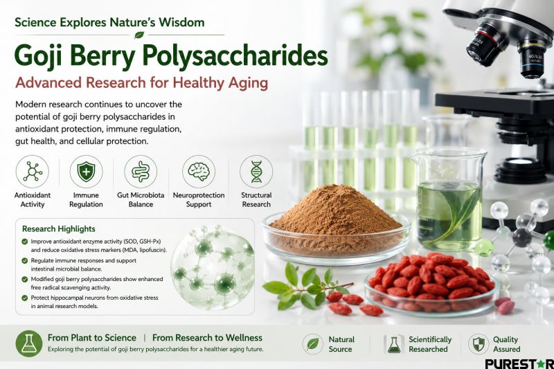 Modern scientific research on goji berry polysaccharides and healthy aging wellness ingredients