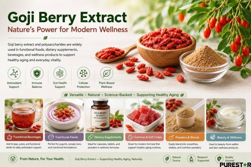 Goji berry extract applications in supplements functional foods beverages and wellness products